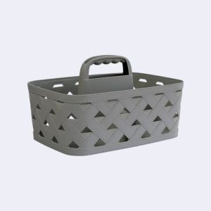 Кошик пластиковий антрацит з текстурою шкіри з ручкою Omak Plastik 50888