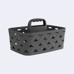 Кошик пластиковий антрацит з текстурою шкіри з ручкою Omak Plastik 50888