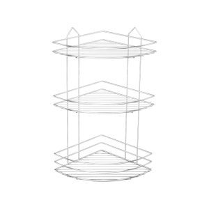 Кутова трирівнева полиця для ванни сіра Tekno-tel Eco BK003