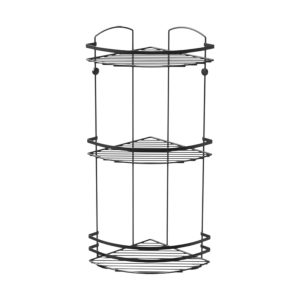 Кутова трирівнева полиця чорна з гачками Tekno-tel LM009H